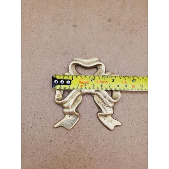 Vintage 1970s Ornate Brass Bow Wall Decor, Brass Ribbon with Patina, Girls Room - Picture 9 of 10